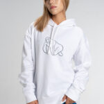 Hoodie blanco con mangas dama