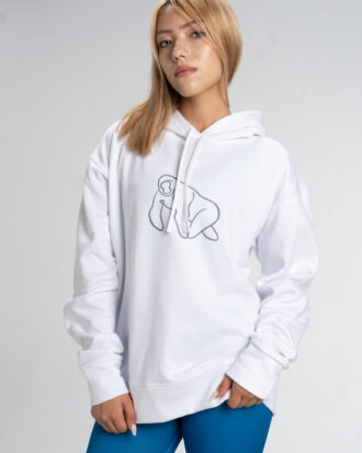 Hoodie blanco con mangas dama