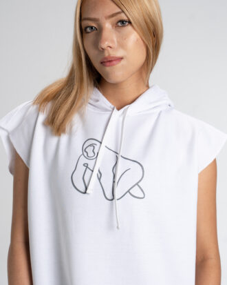 Hoodie blanco sin mangas